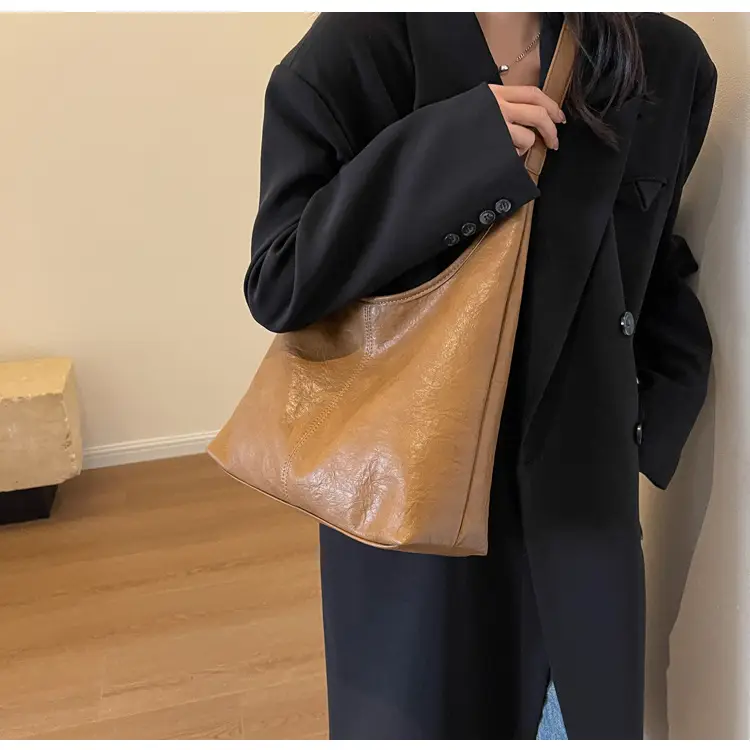 Vintage Brown Leather Shoulder Tote Bag for Women — feature 40