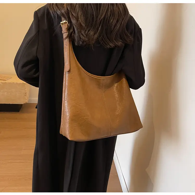 Vintage Brown Leather Shoulder Tote Bag for Women — feature 42