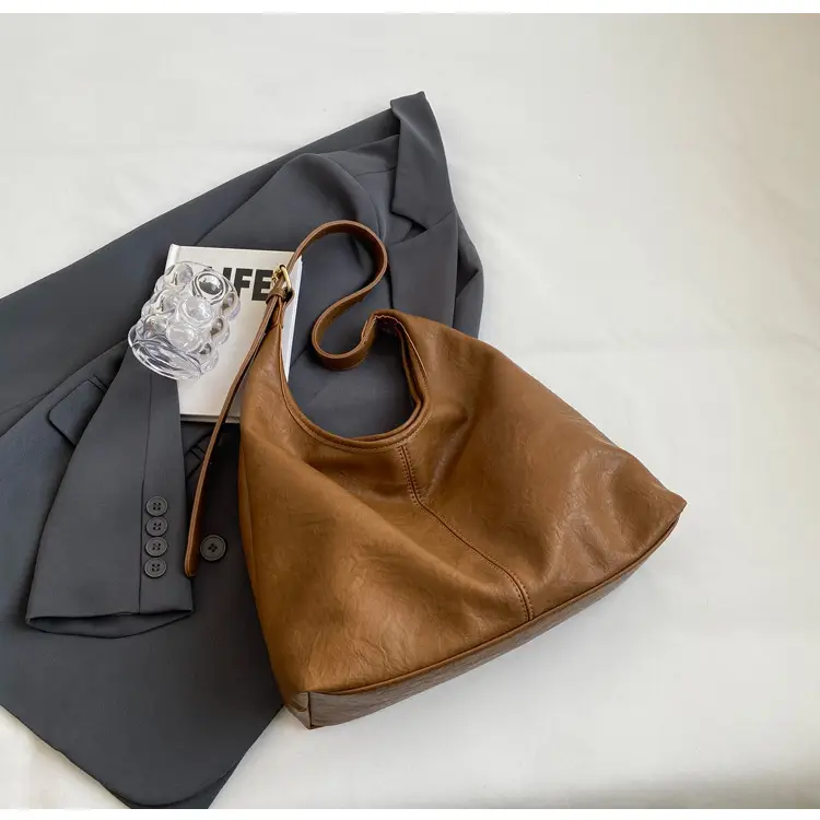 Vintage Brown Leather Shoulder Tote Bag for Women — feature 43