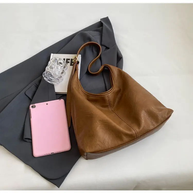 Vintage Brown Leather Shoulder Tote Bag for Women — feature 45
