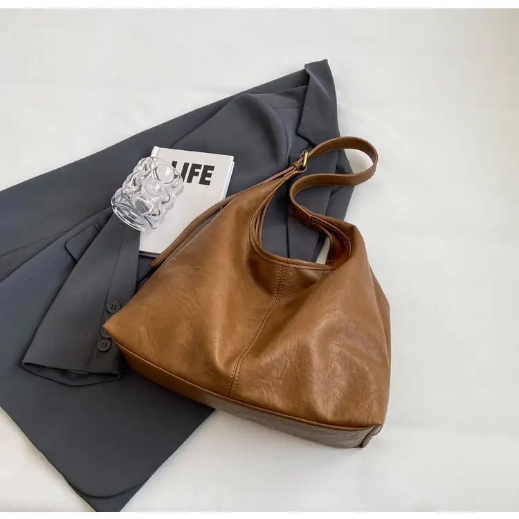 Vintage Brown Leather Shoulder Tote Bag for Women — feature 47