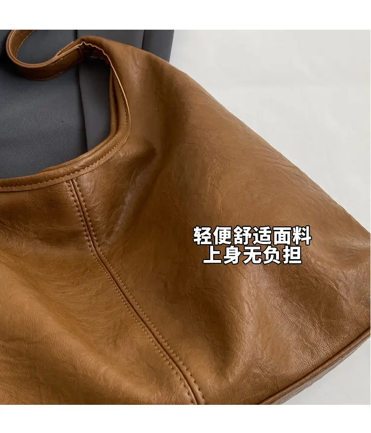 Vintage Brown Leather Shoulder Tote Bag for Women — feature 5