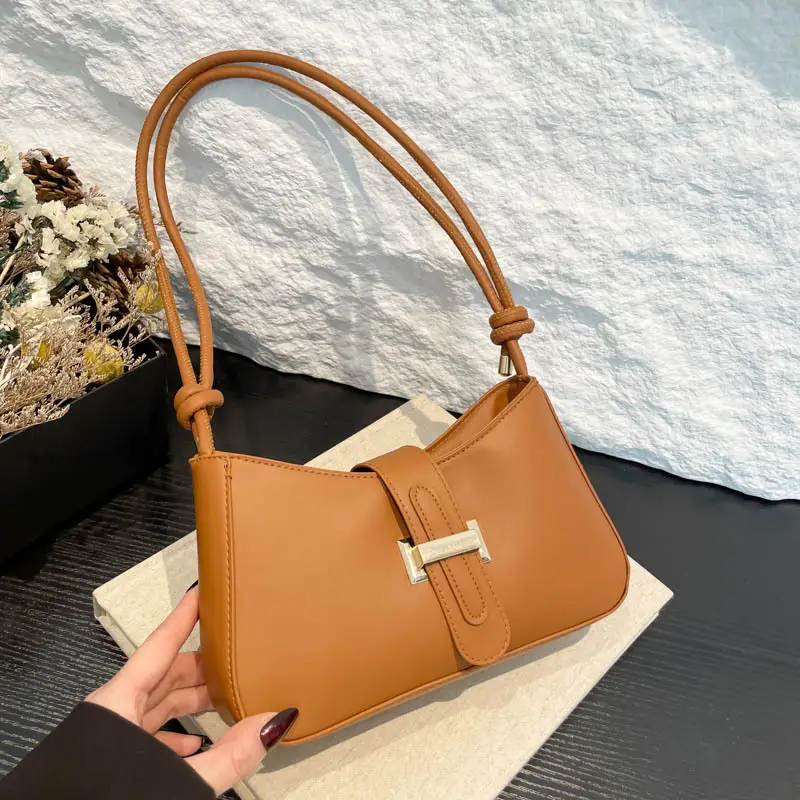 Women's Tan Crossbody Bag with Silver Clasp - Image 6
