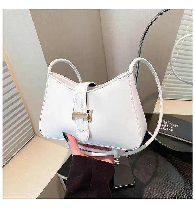Women's Tan Crossbody Bag with Silver Clasp - Image 2