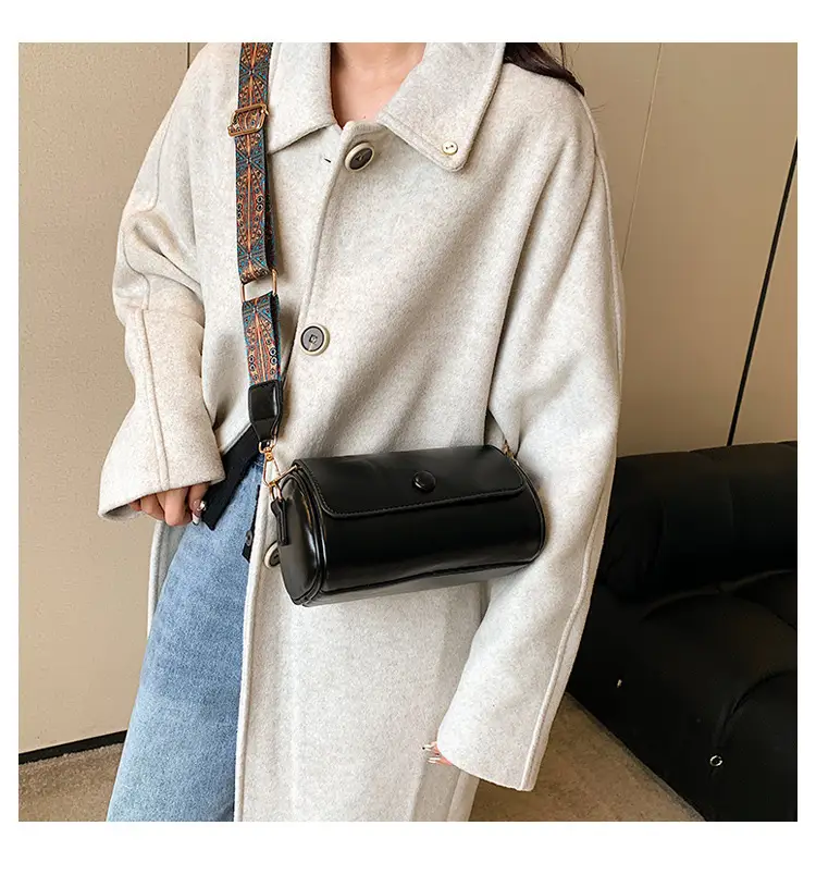 Vintage Brown Leather Crossbody Bag with Wide Band — feature 21