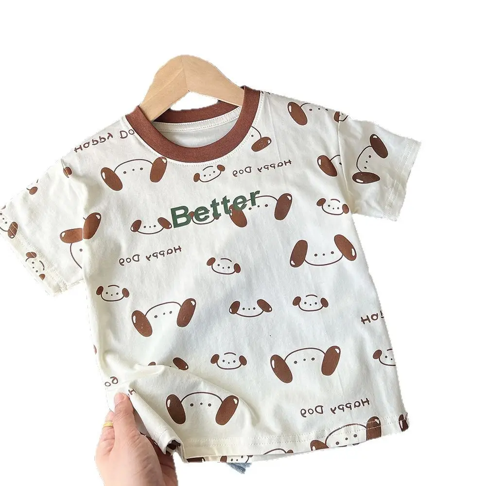 2025 Kids Printed T-Shirt White Cartoon Short Sleeve - Image 5