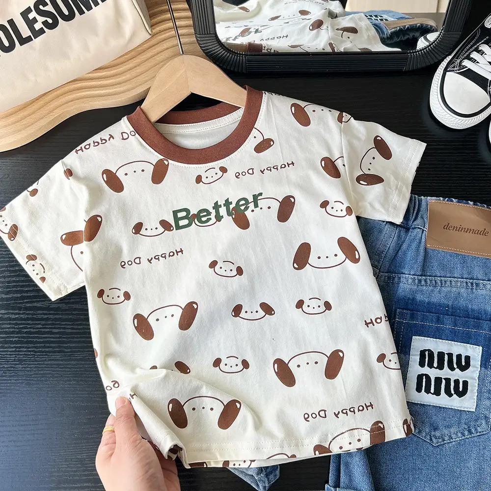 2025 Kids Printed T-Shirt White Cartoon Short Sleeve — feature 3