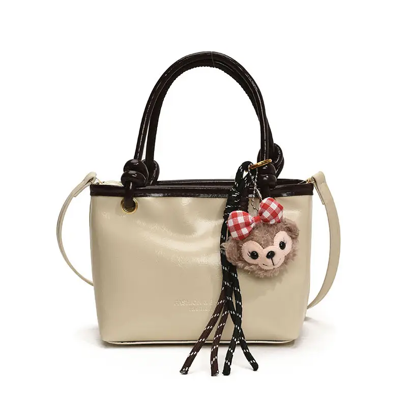 Pink Leather Shoulder Bag with Tassel for Women