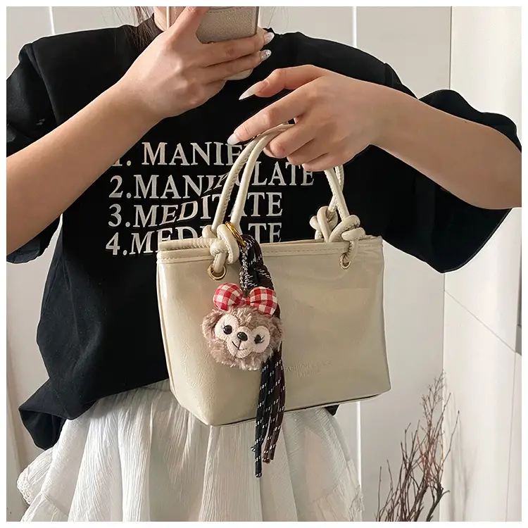 Pink Leather Shoulder Bag with Tassel for Women — feature 12