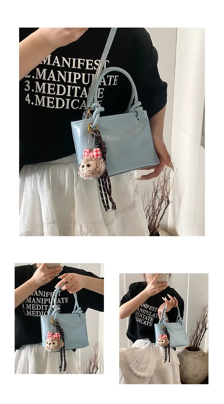 Pink Leather Shoulder Bag with Tassel for Women — feature 24
