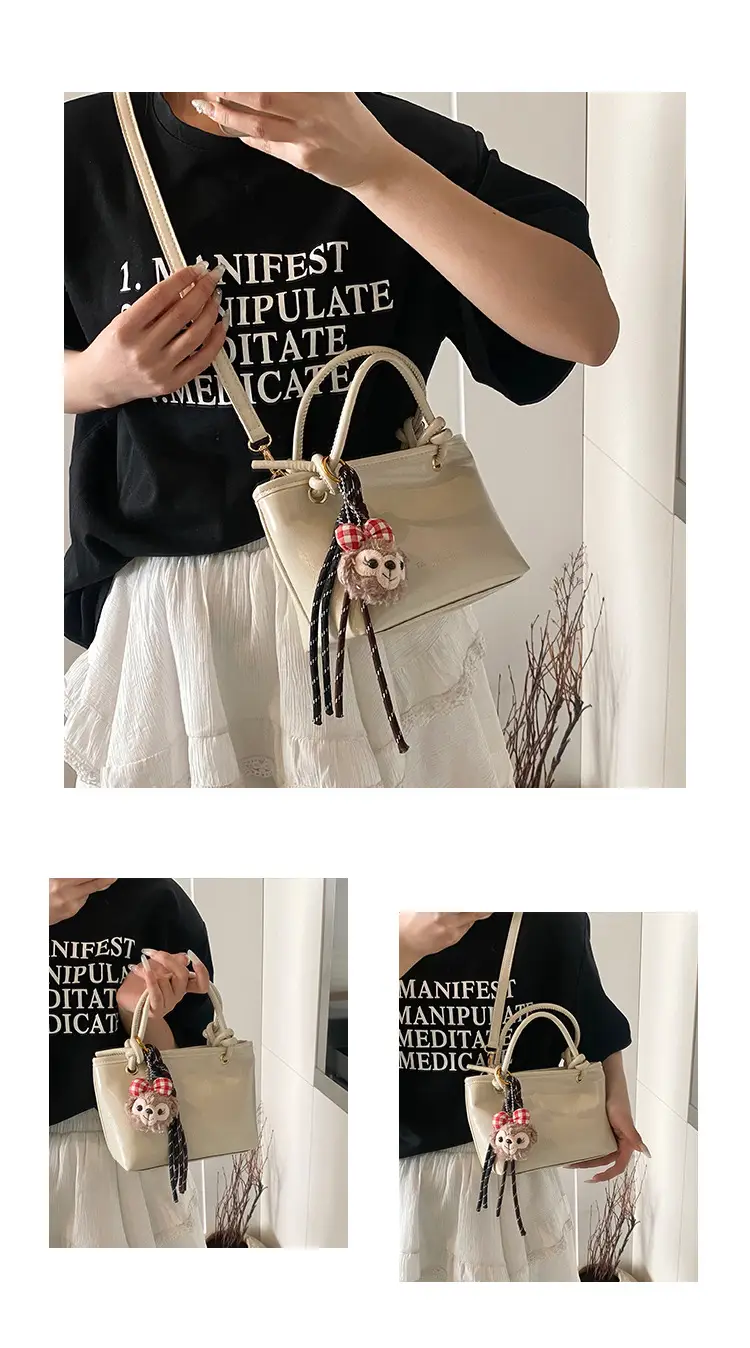 Pink Leather Shoulder Bag with Tassel for Women — feature 25