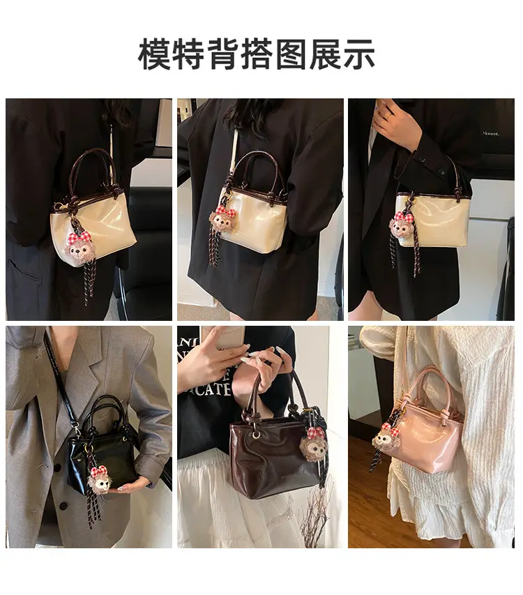 Pink Leather Shoulder Bag with Tassel for Women — feature 7