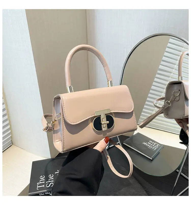 Trendy Brown Leather Shoulder Bag with Metal Buckle — feature 31
