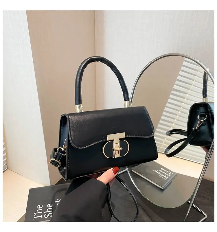 Trendy Brown Leather Shoulder Bag with Metal Buckle — feature 33