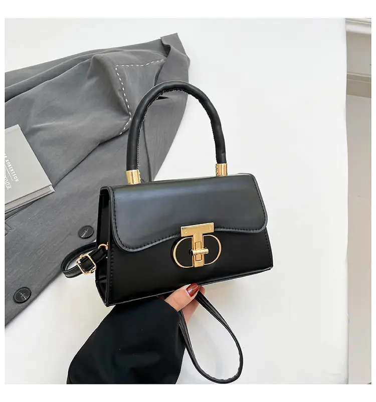 Trendy Brown Leather Shoulder Bag with Metal Buckle — feature 36