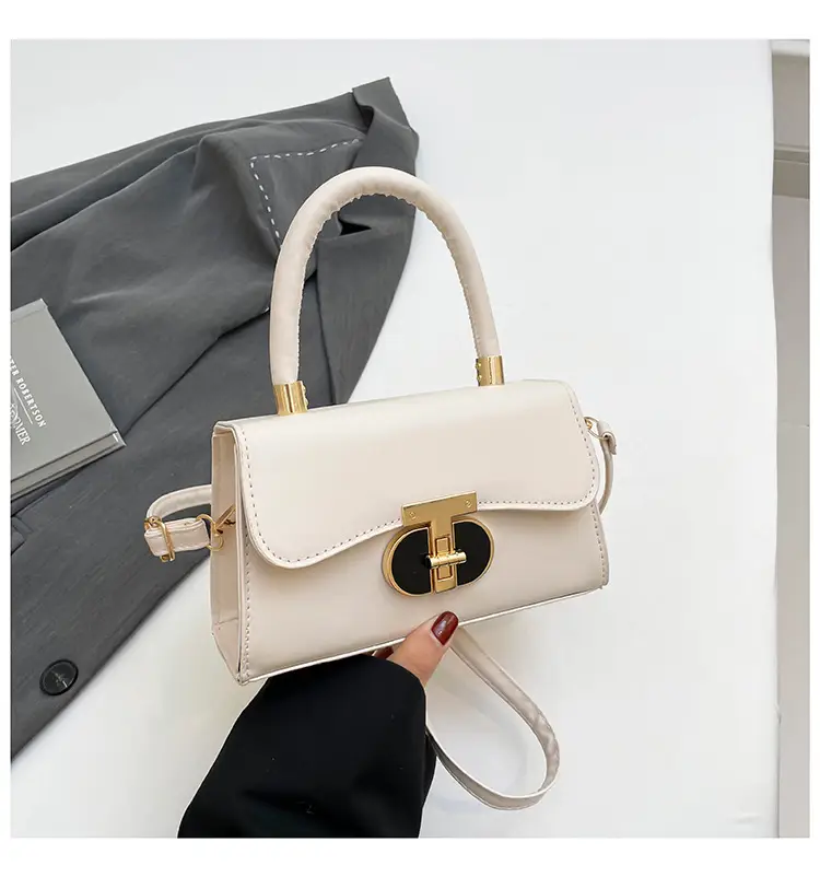 Trendy Brown Leather Shoulder Bag with Metal Buckle — feature 37