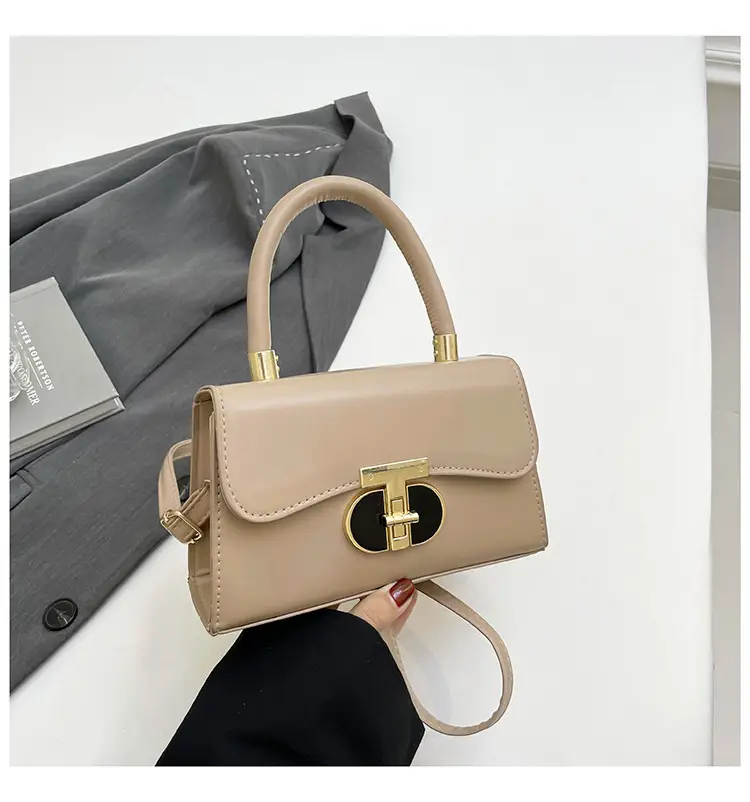 Trendy Brown Leather Shoulder Bag with Metal Buckle — feature 39