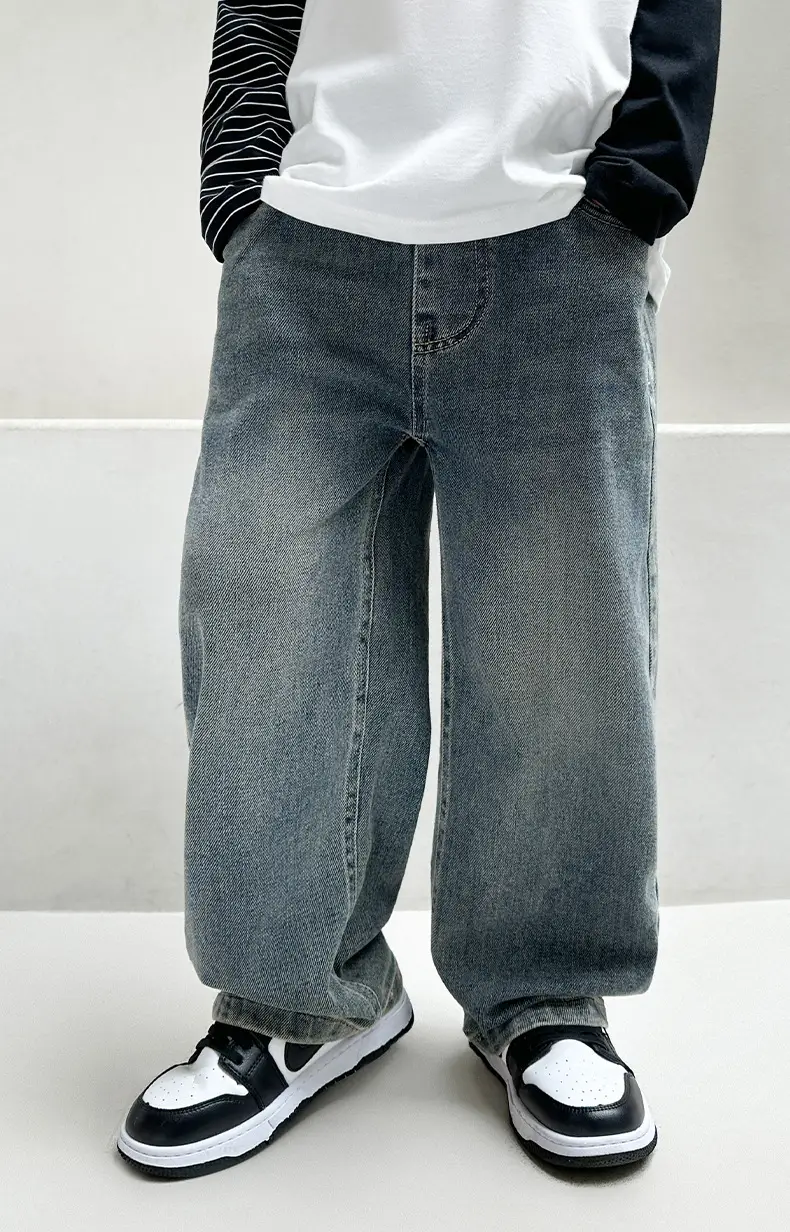 Boys' Spring Pants Straight-Leg Pants Children's Jeans Wide-Leg Pants 2026 New Style for Older Kids Loose Korean Style Long Pants — feature 2