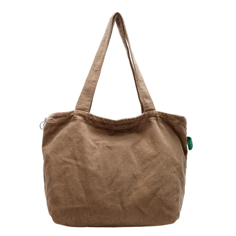 Hong Kong Style Brown Corduroy Shoulder Crossbody Bag - Image 10