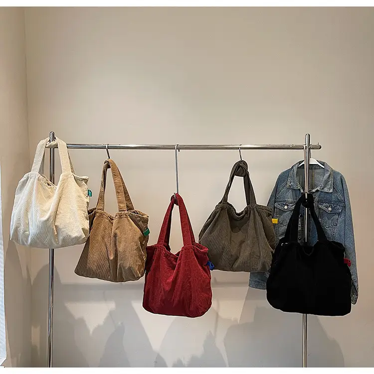 Hong Kong Style Brown Corduroy Shoulder Crossbody Bag — feature 13