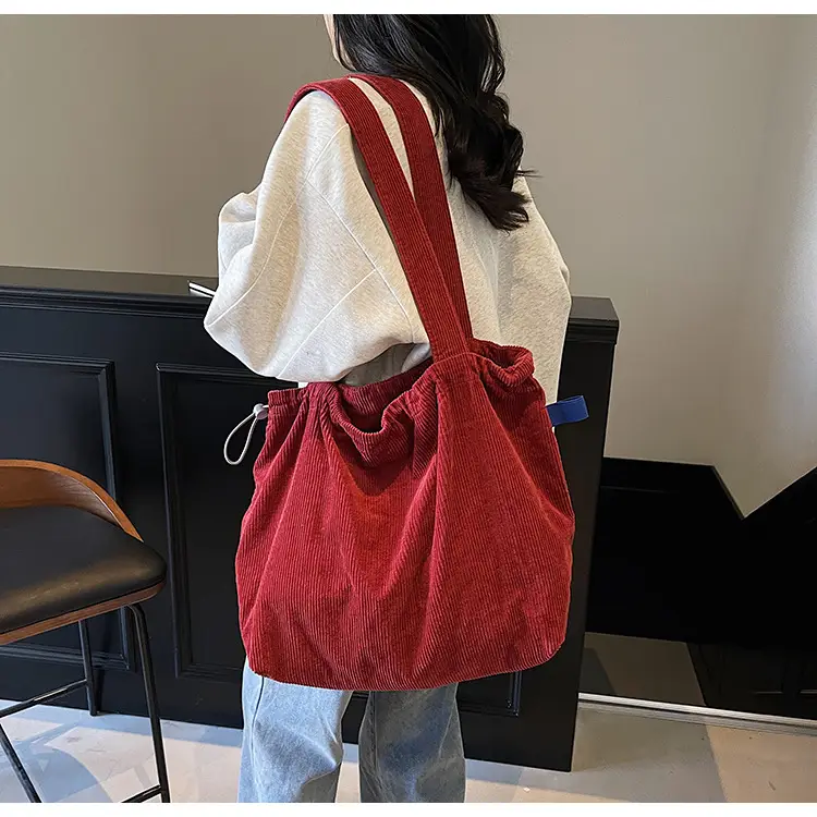 Hong Kong Style Brown Corduroy Shoulder Crossbody Bag — feature 17