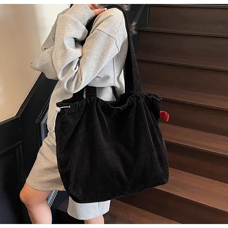 Hong Kong Style Brown Corduroy Shoulder Crossbody Bag — feature 19