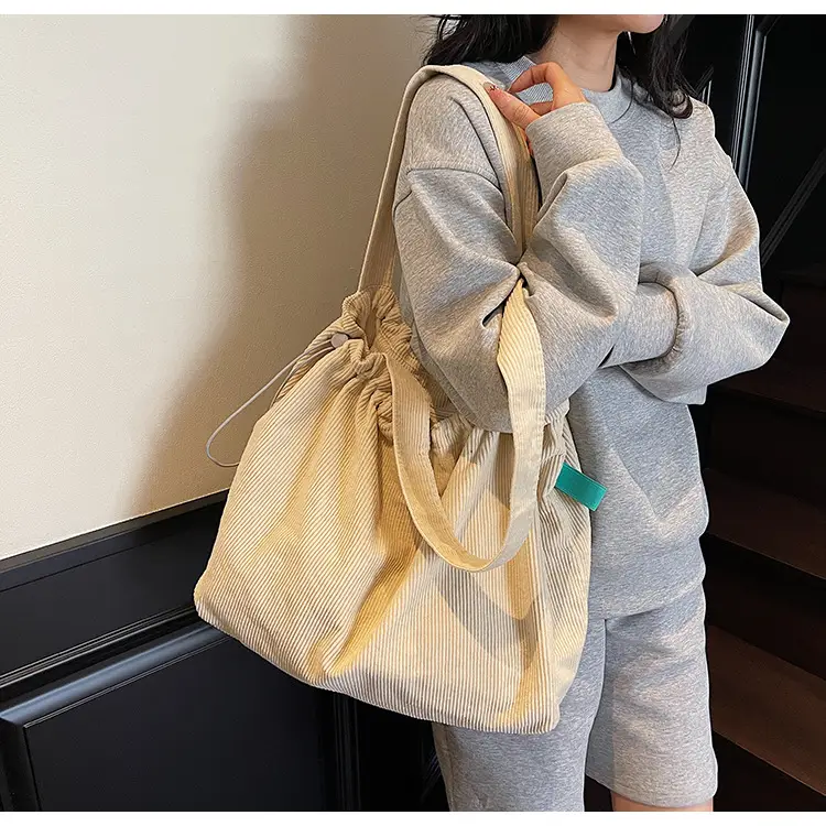 Hong Kong Style Brown Corduroy Shoulder Crossbody Bag — feature 22