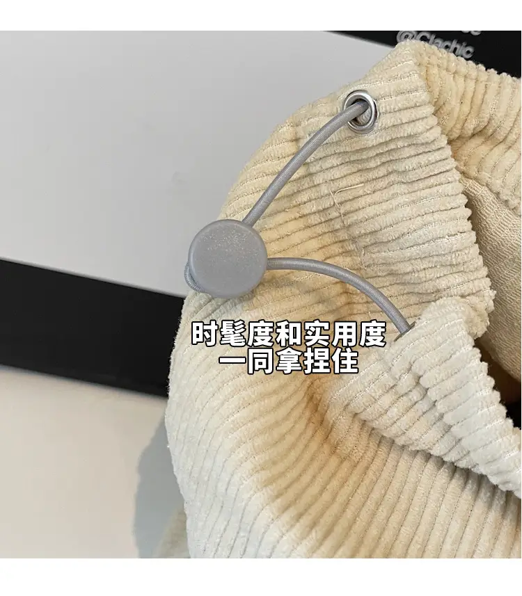 Hong Kong Style Brown Corduroy Shoulder Crossbody Bag — feature 3