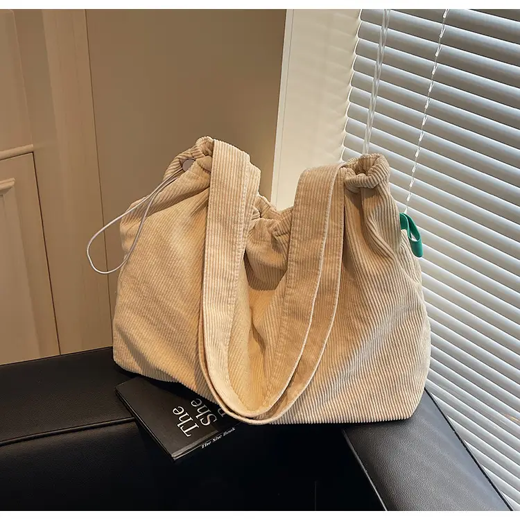 Hong Kong Style Brown Corduroy Shoulder Crossbody Bag — feature 32