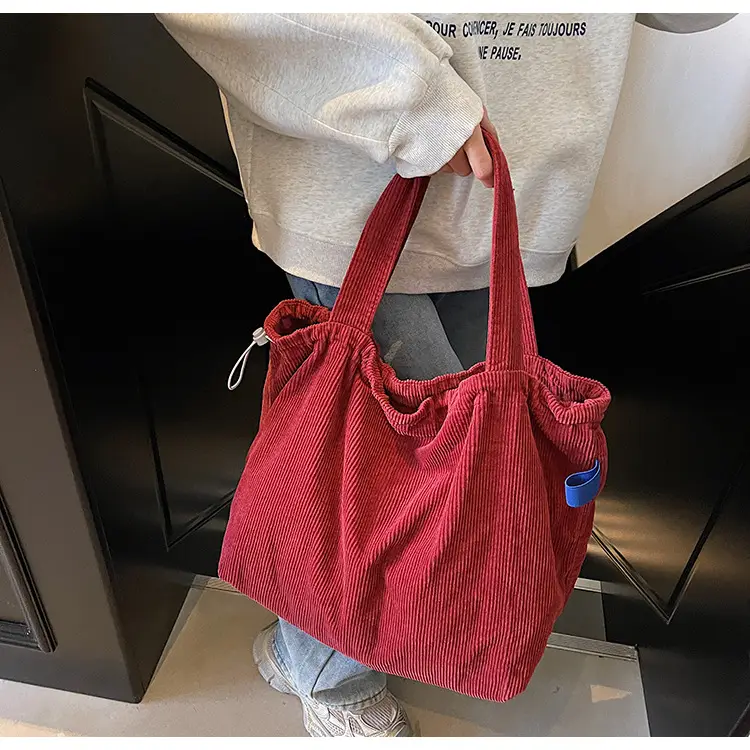 Hong Kong Style Brown Corduroy Shoulder Crossbody Bag — feature 33