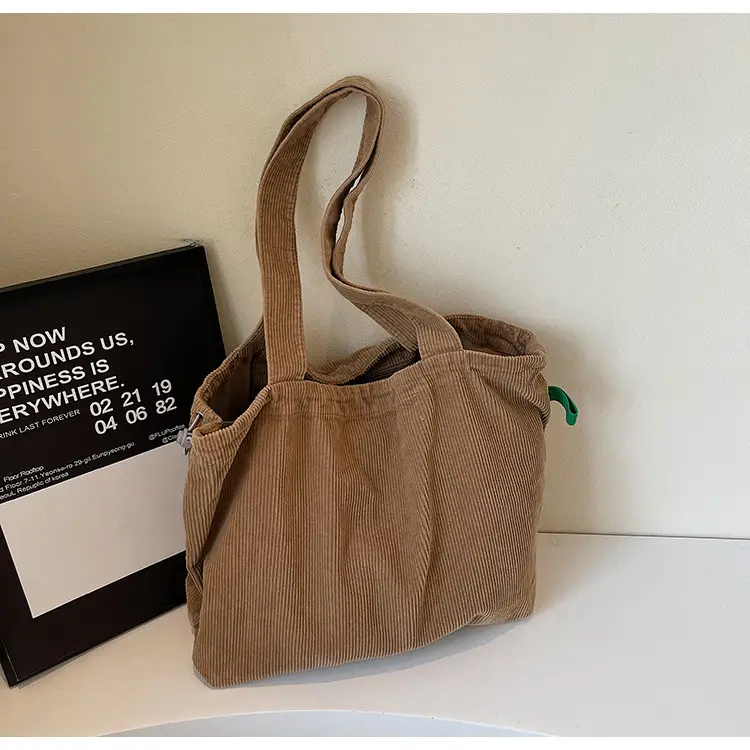 Hong Kong Style Brown Corduroy Shoulder Crossbody Bag — feature 37
