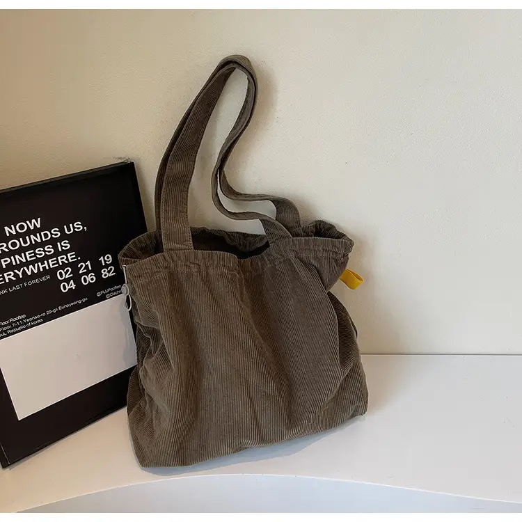 Hong Kong Style Brown Corduroy Shoulder Crossbody Bag — feature 38