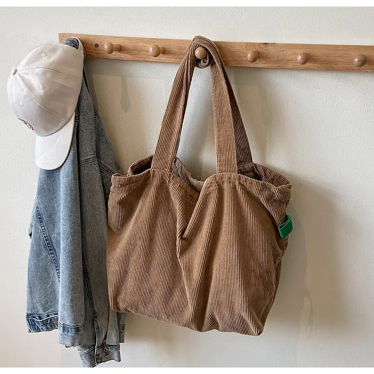 Hong Kong Style Brown Corduroy Shoulder Crossbody Bag — feature 42