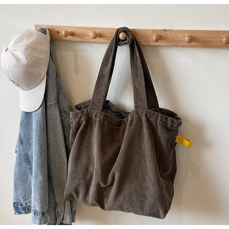 Hong Kong Style Brown Corduroy Shoulder Crossbody Bag — feature 43
