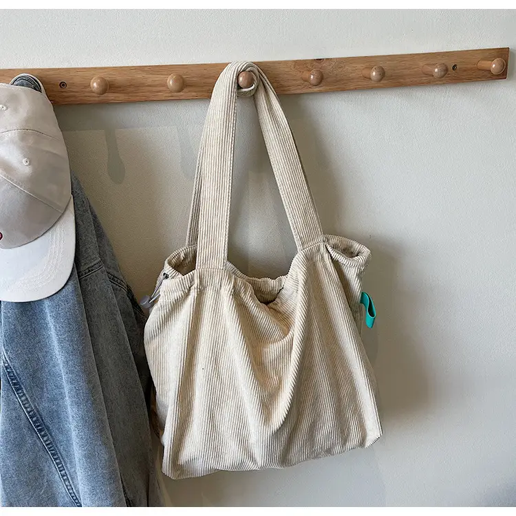 Hong Kong Style Brown Corduroy Shoulder Crossbody Bag — feature 47