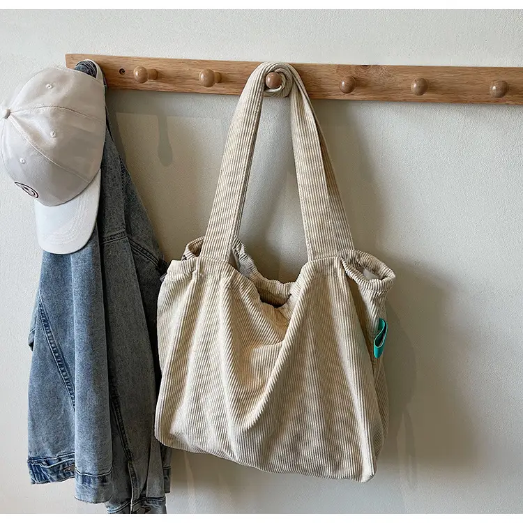 Hong Kong Style Brown Corduroy Shoulder Crossbody Bag — feature 48