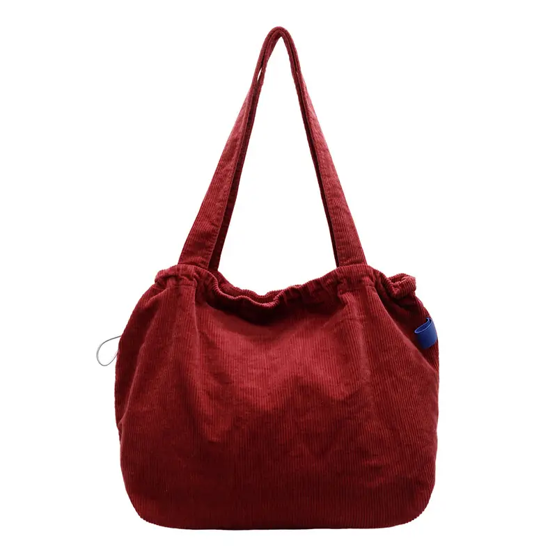 Hong Kong Style Brown Corduroy Shoulder Crossbody Bag - Image 5