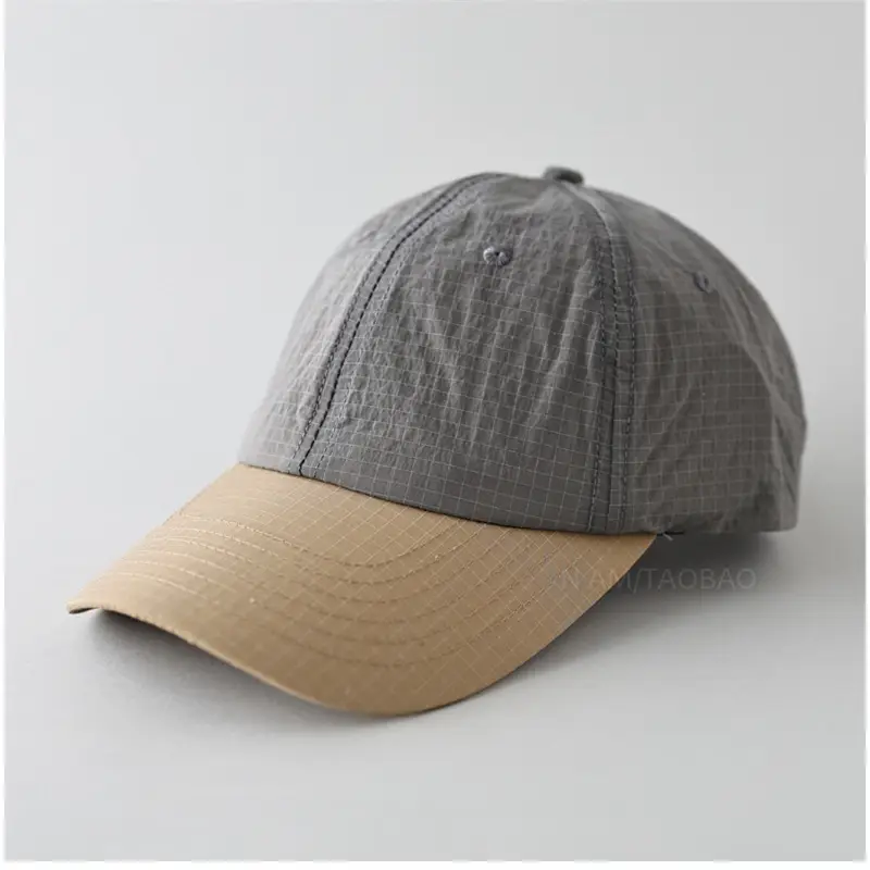 Men Grey Beige Baseball Cap with Curved Eaves - Image 8