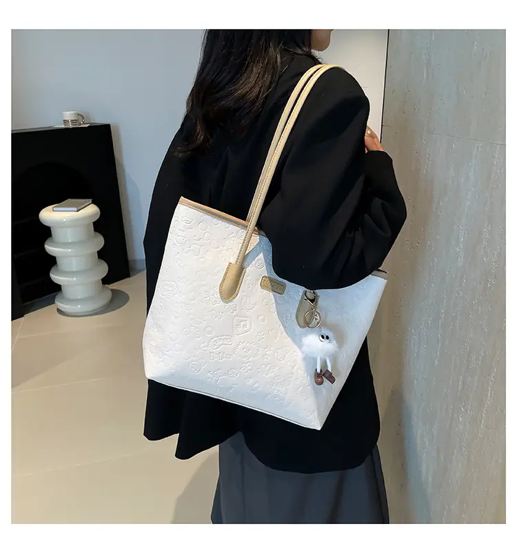 Black Korean Work Commuter Shoulder Bag with Cute Charm — feature 15