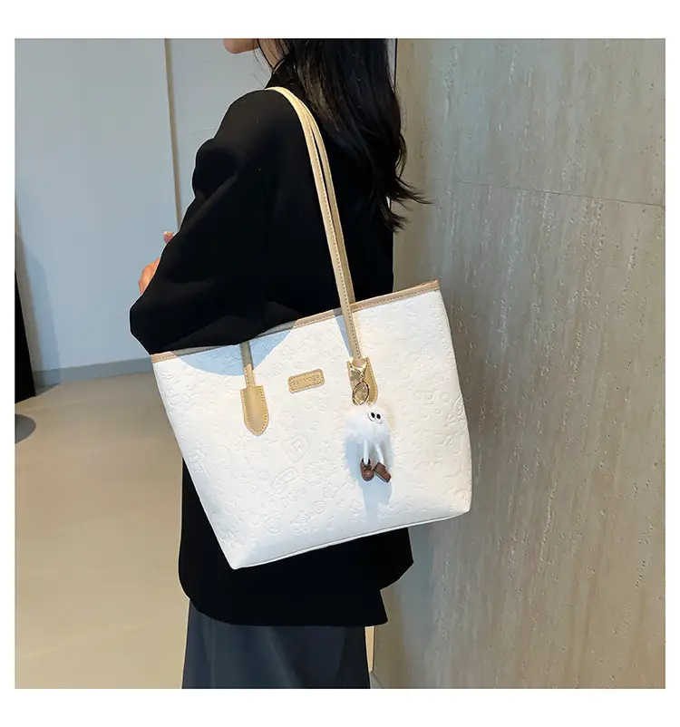 Black Korean Work Commuter Shoulder Bag with Cute Charm — feature 17