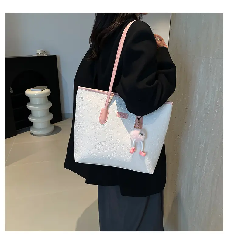 Black Korean Work Commuter Shoulder Bag with Cute Charm — feature 19