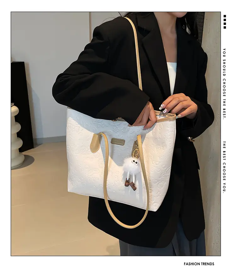 Black Korean Work Commuter Shoulder Bag with Cute Charm — feature 2