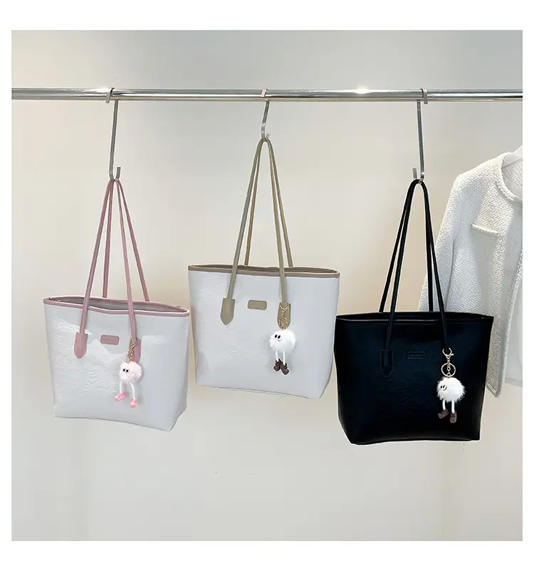 Black Korean Work Commuter Shoulder Bag with Cute Charm — feature 28