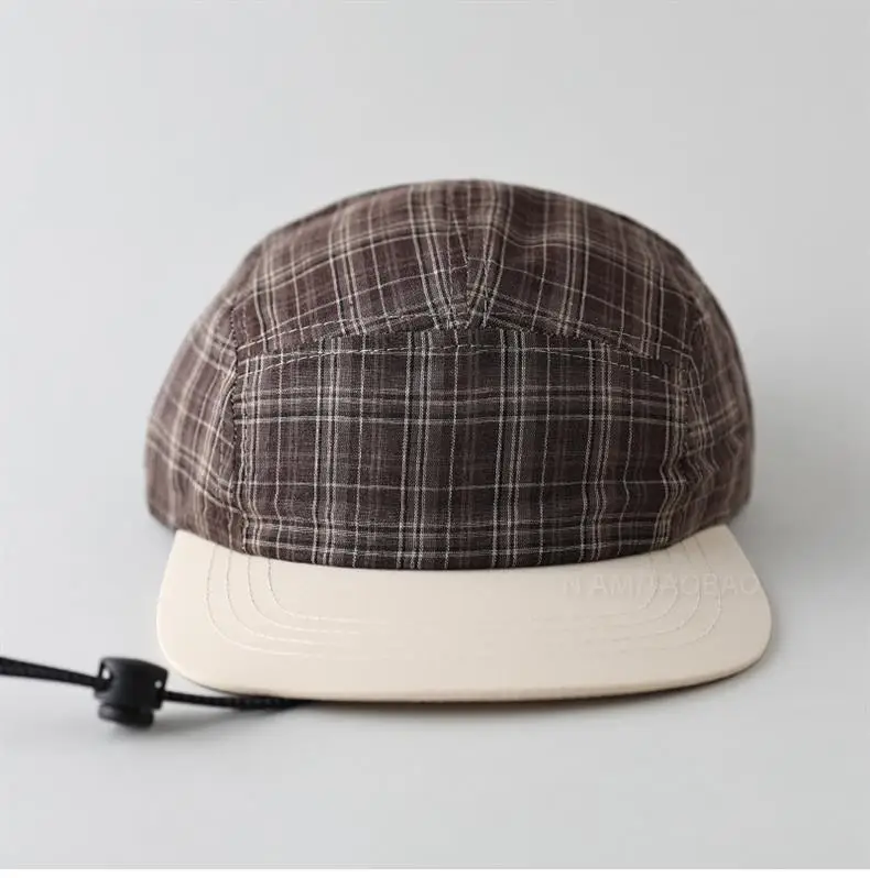Japanese Plaid Drawstring Cap for Men Women — feature 3