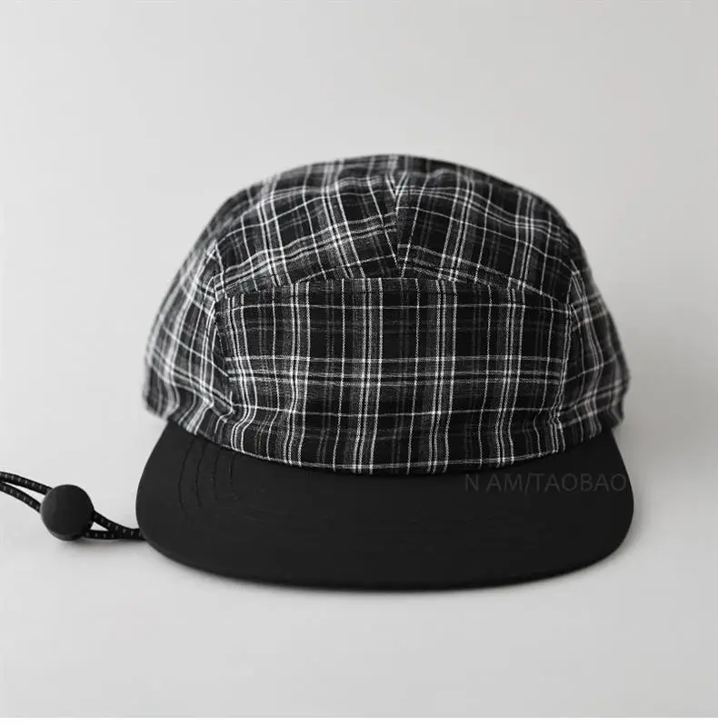 Japanese Plaid Drawstring Cap for Men Women — feature 4
