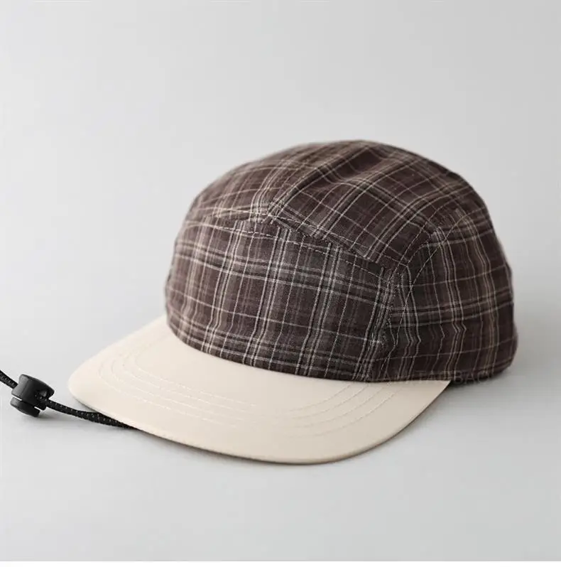 Japanese Plaid Drawstring Cap for Men Women — feature 7