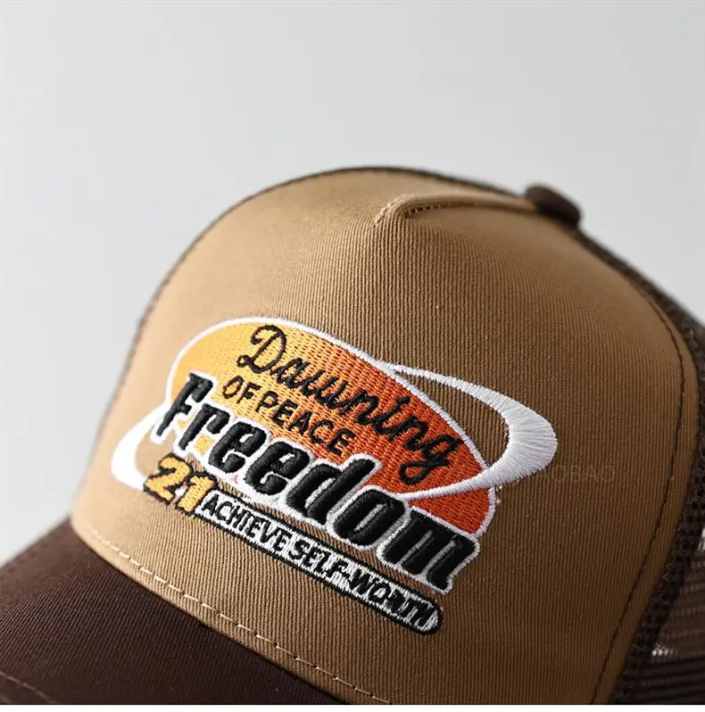 Men Mesh High Top Cap Freedom Logo Brown — feature 11