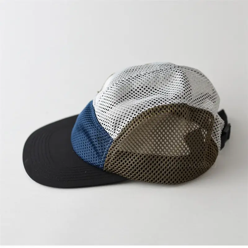 Men's Japanese Flat Eave Mesh Baseball Cap Black White - Image 5