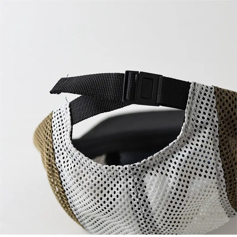 Men's Japanese Flat Eave Mesh Baseball Cap Black White - Image 7