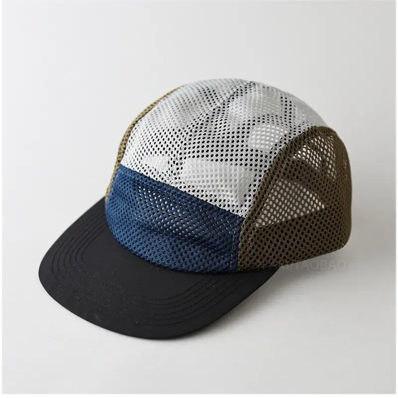 Men's Japanese Flat Eave Mesh Baseball Cap Black White
